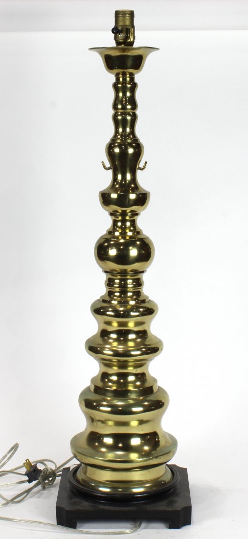 Large brass candle pricket converted to a table lamp (1 of 2)