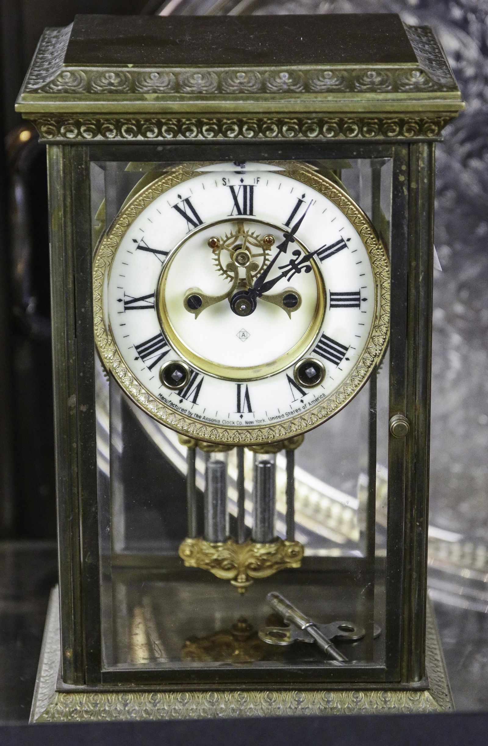 Ansonia gilt bronze cased anniversary clock with glazed (1 of 1)
