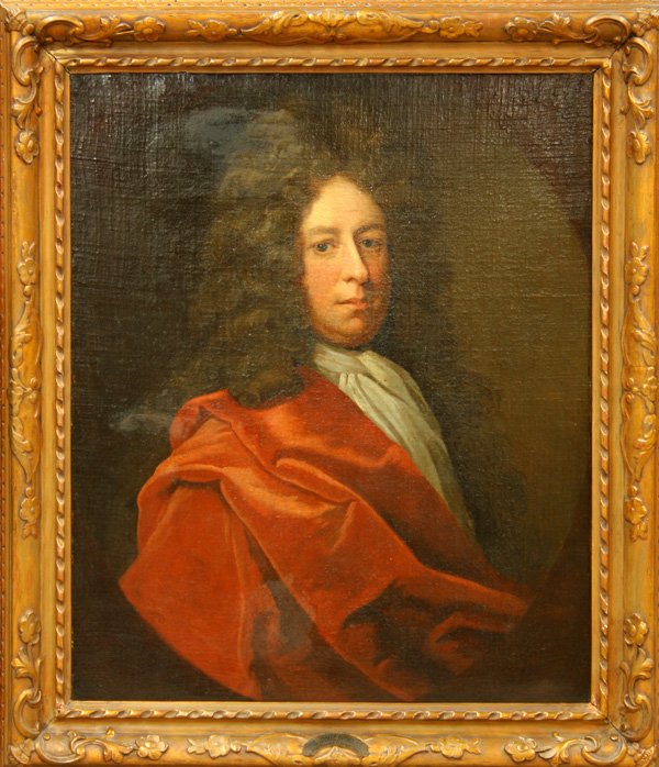 painting, Sir James Douglas, attr. William Claret: Framed oil on canvas, Sir James Douglas, attributed to William Claret (British, 1646-1706), unsigned, sight: 29.5''h x 24.25''w, overall: 36.25''h x 31.25''w