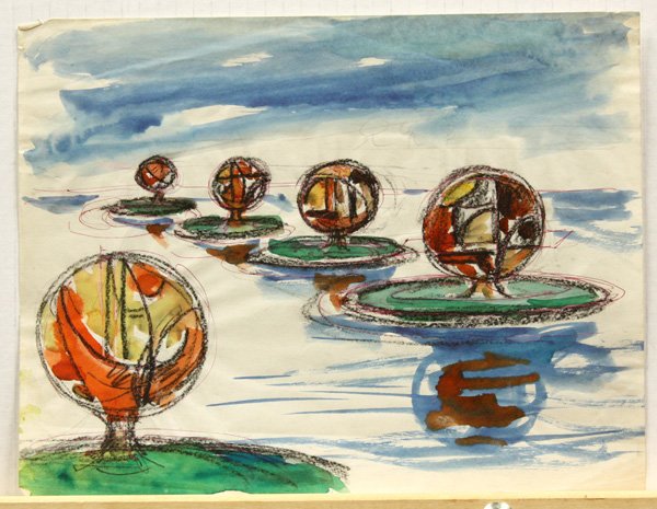 works on paper, Boris Deutsch, sketches: (lot of 8) Unframed works on paper by Boris Deutsch (Californian, 1892-1978), largest overall: 9.5''h x 16.75''w