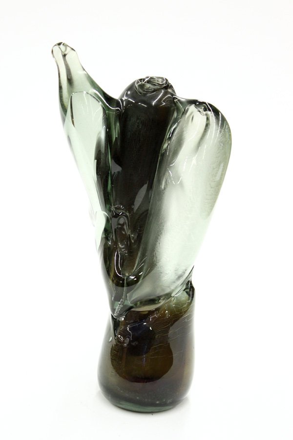 Art Glass Sculpture, Robert Fritz: Robert Fritz blown smoke glass sculpture, untitled, signed to base, 12.5''h