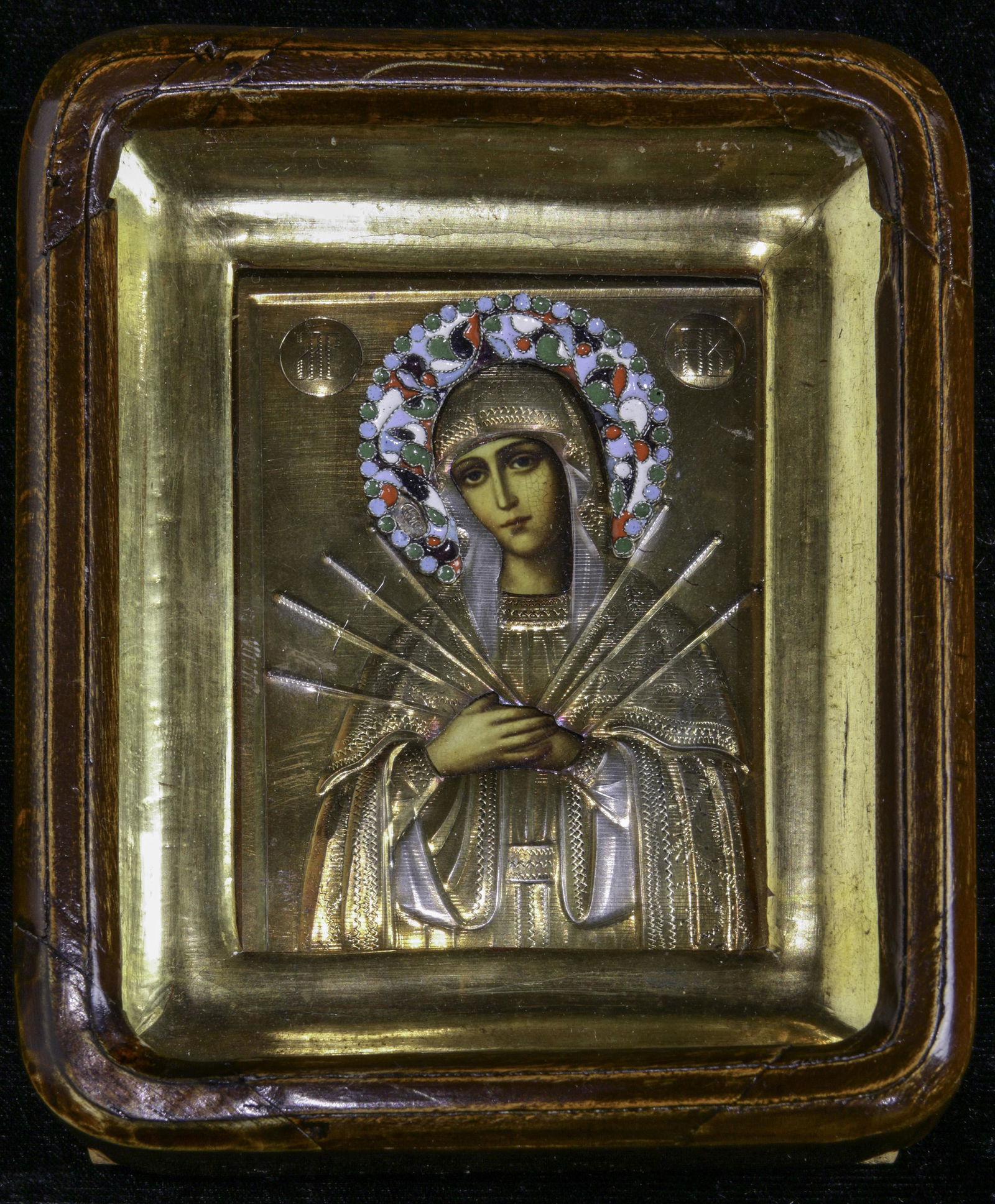 Russian cloisonne enamel .84 silver oklad icon (1 of 3)