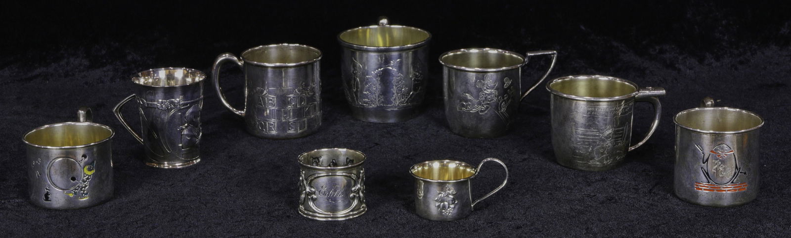 A (lot of 9) mostly sterling child's cups (1 of 5)
