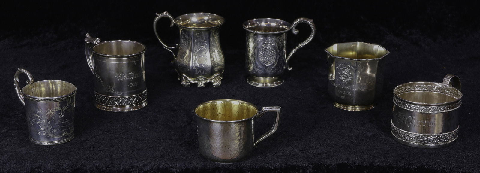 A (lot of 7) Aesthetic Movement Sterling Cups, Mostly (1 of 5)