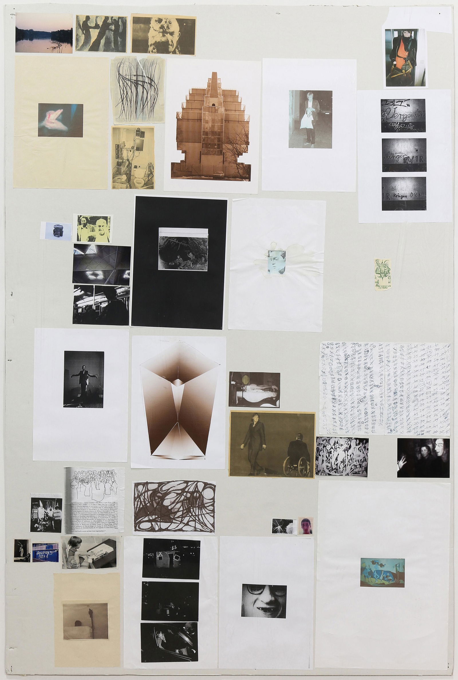 Collage, Tobias Buche: Tobias Buche (German, b. 1978), Untitled, collage mounted to cardboard, unsigned, cardboard: 59"h x 39"w, overall (with frame): 65.6"h x 46"w