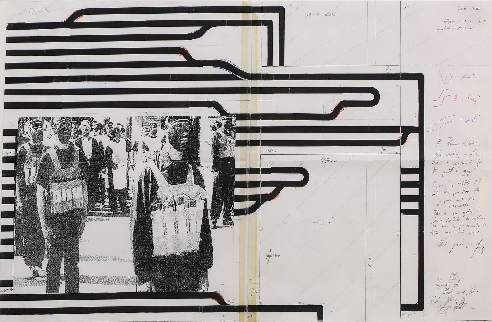 Mixed Media, Franz Ackermann: Franz Ackermann (German, b. 1936), "Remembering Public Territories," 2000, mixed media print, signed and dedicated right margin, sheet: 19"h x 33"w, overall (with frame): 21.5"h x 35.5"w