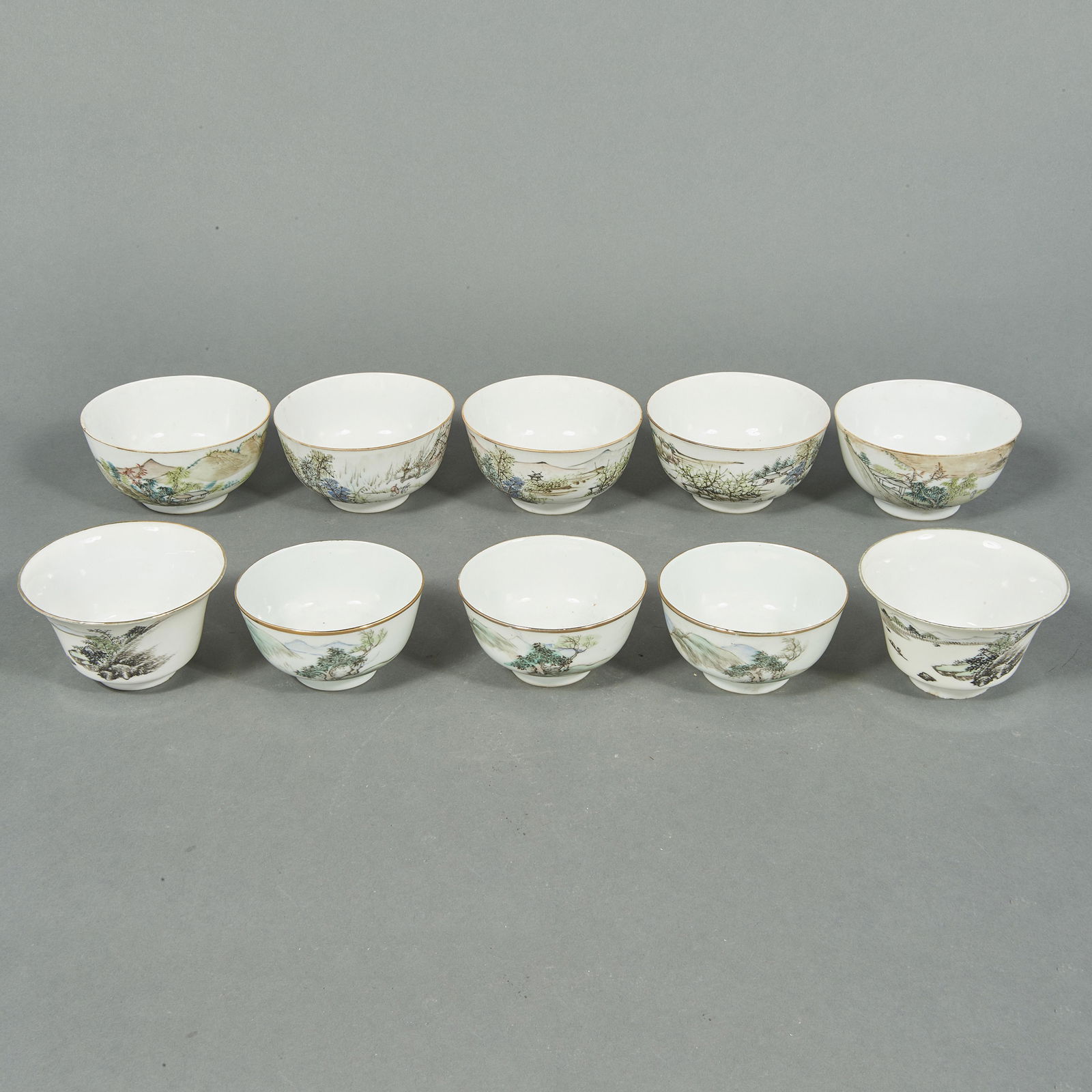 (lot of 10) Chinese polychrome enameled bowls and cups (1 of 3)