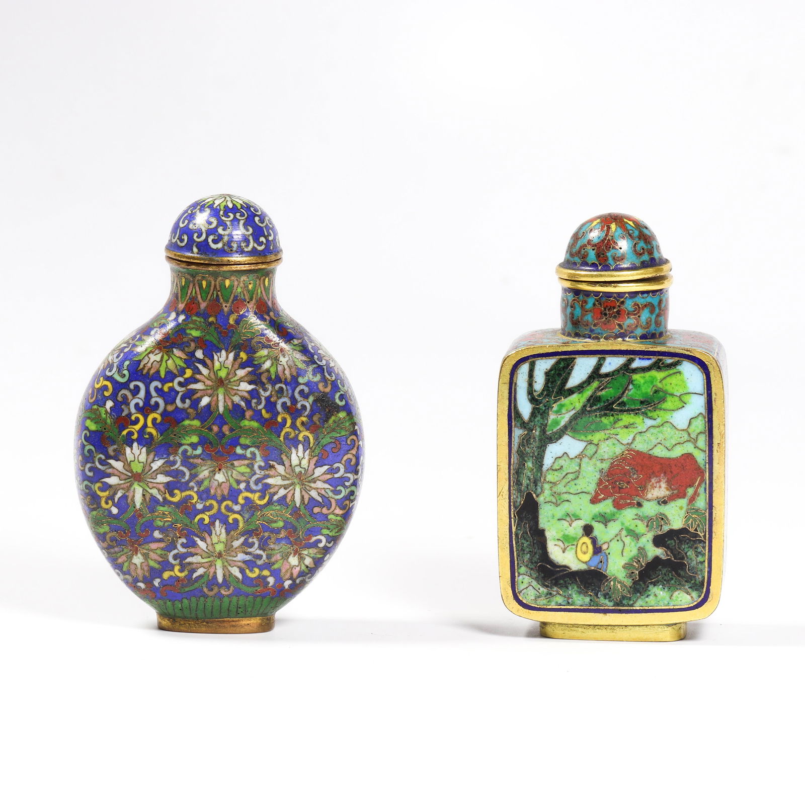 (lot of 2) Chinese cloisonne enamel snuff bottles (1 of 8)