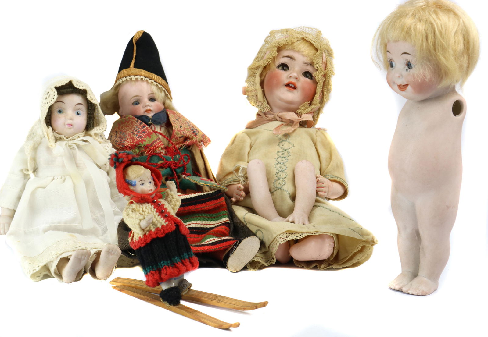 (lot of 5) Mostly German bisque headed dolls (1 of 1)