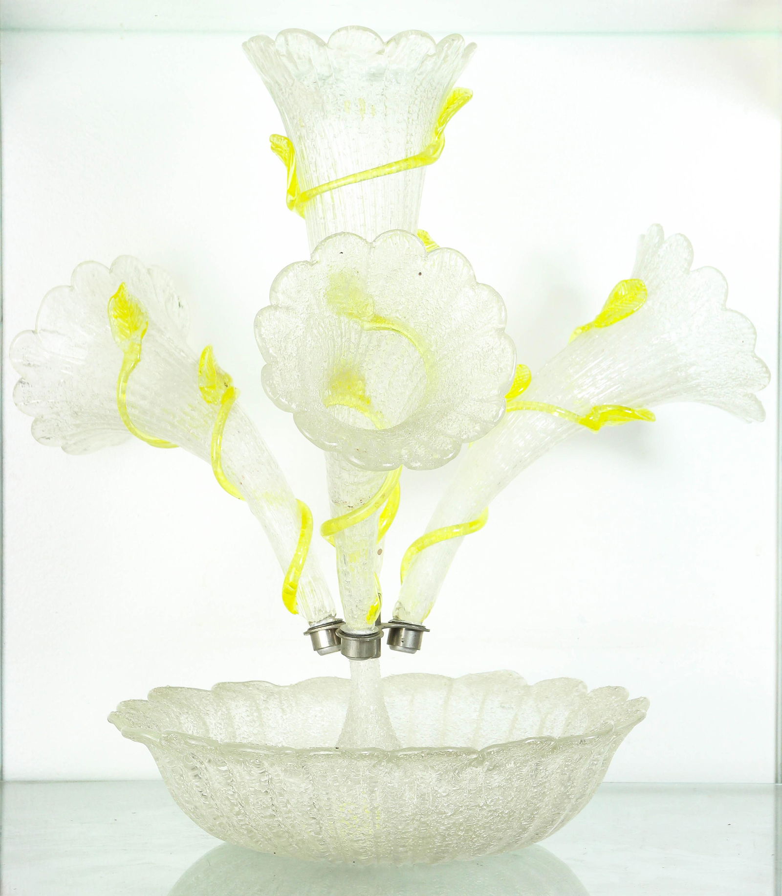 Coralene art glass epergne with four flutes (1 of 1)