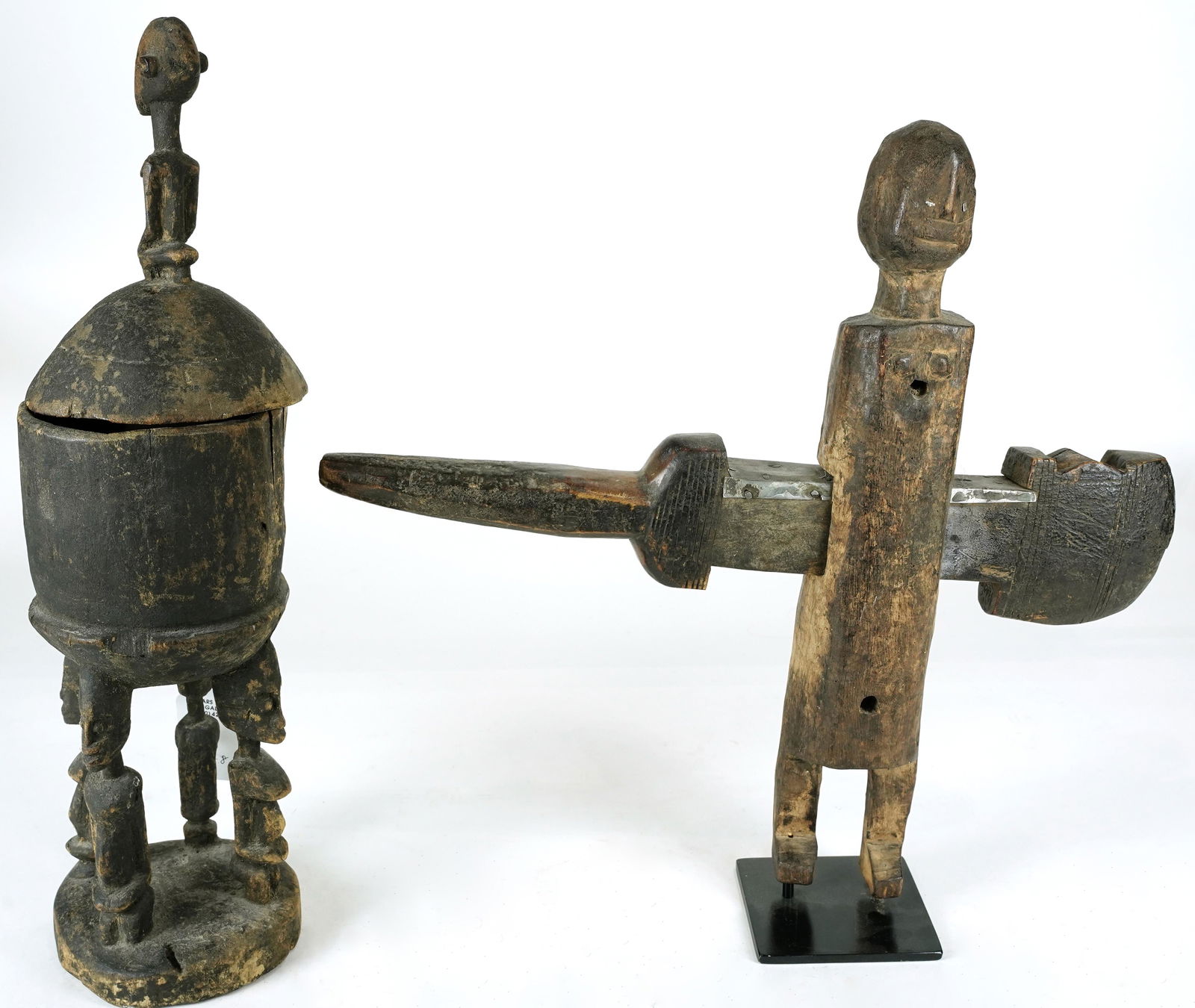 (Lot of 2) African figural carved jar and a figure (1 of 1)