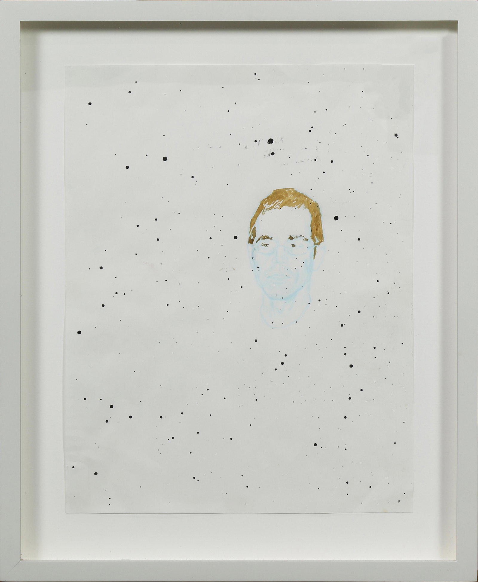 Work on Paper, Carter: Carter (American, b. 1970), Untitled (Floating Head), ink and colored pencil on paper, unsigned, overall (with frame): 14"h x 11.5"w