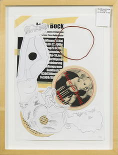 Collage, John Bock: John Bock (German, b. 1965), Untitled, 1998, collage and drawing on paper, initialed and dated lower right, overall (with frame): 14.5"h x 11"w. Provenance: Purchased from Klosterfelde, Berlin, German