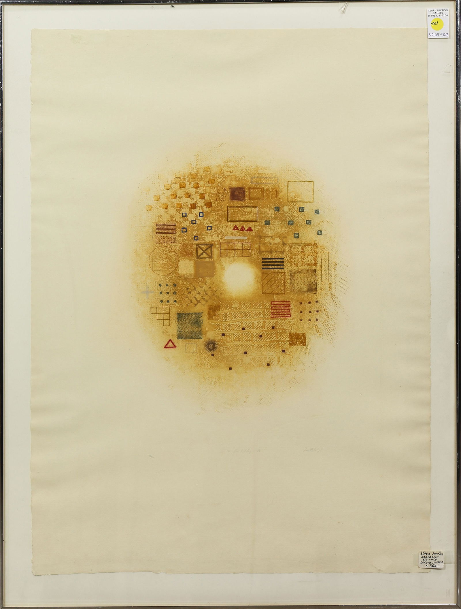 Print, David Shapiro: David Shapiro (American, 1944-2014), "Save the Daily I," 1982, lithograph in colors, pencil signed and dated lower center, titled lower right, edition 13/20, overall (with frame): 36.25"h x 27.25"w