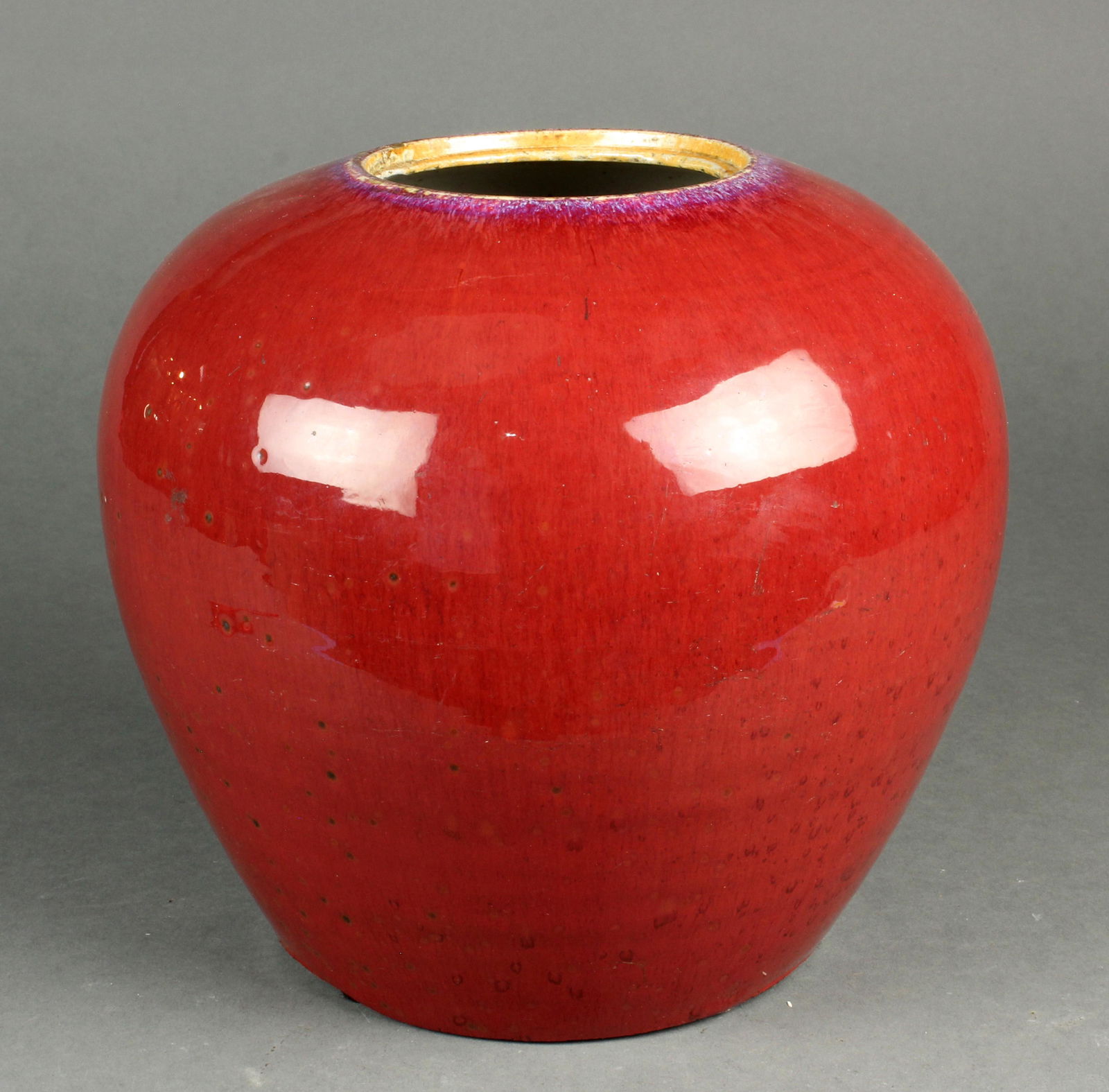 Chinese flambe glazed globular jar (1 of 1)