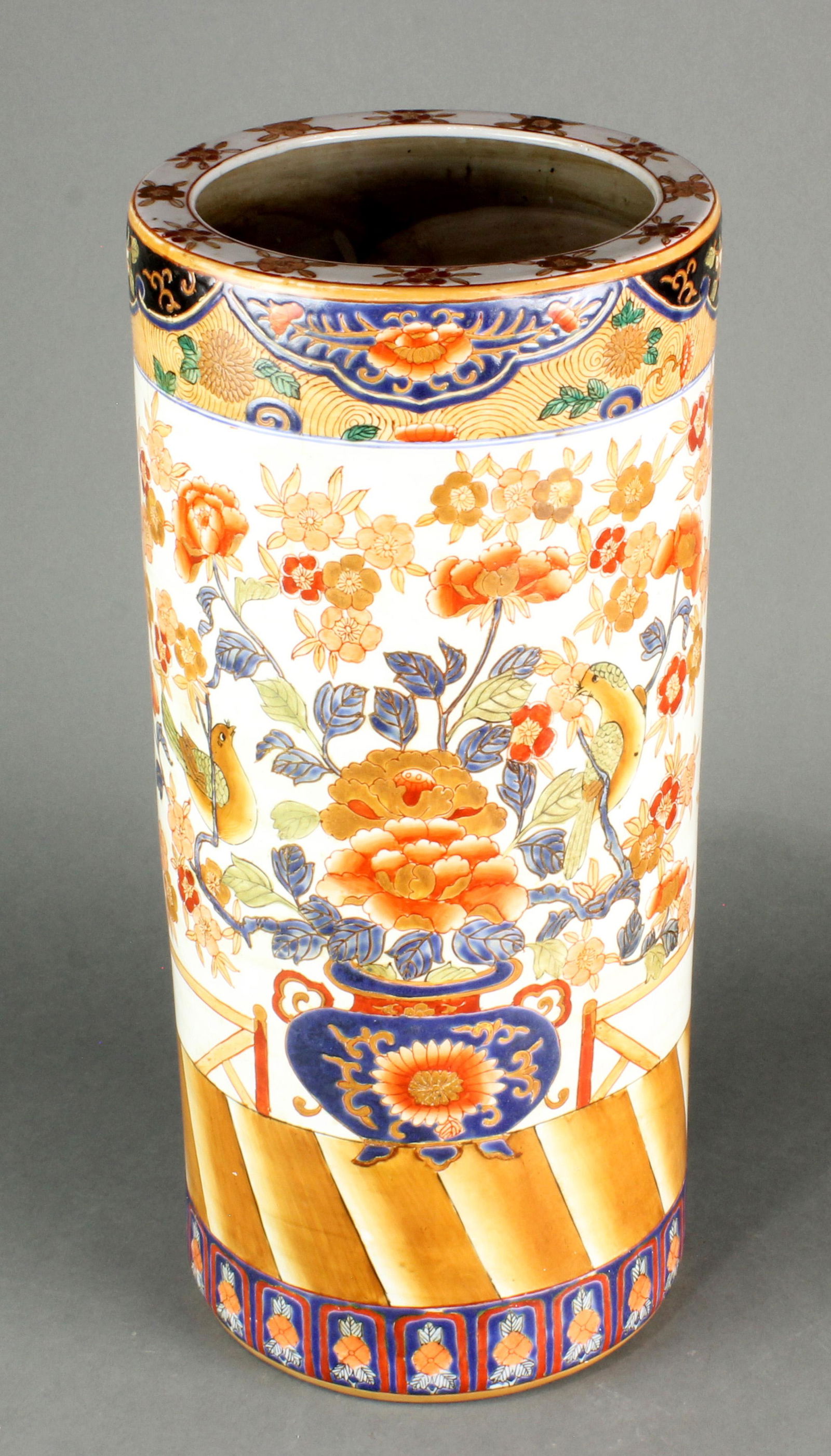 Asian enameled umbrella stand (1 of 2)