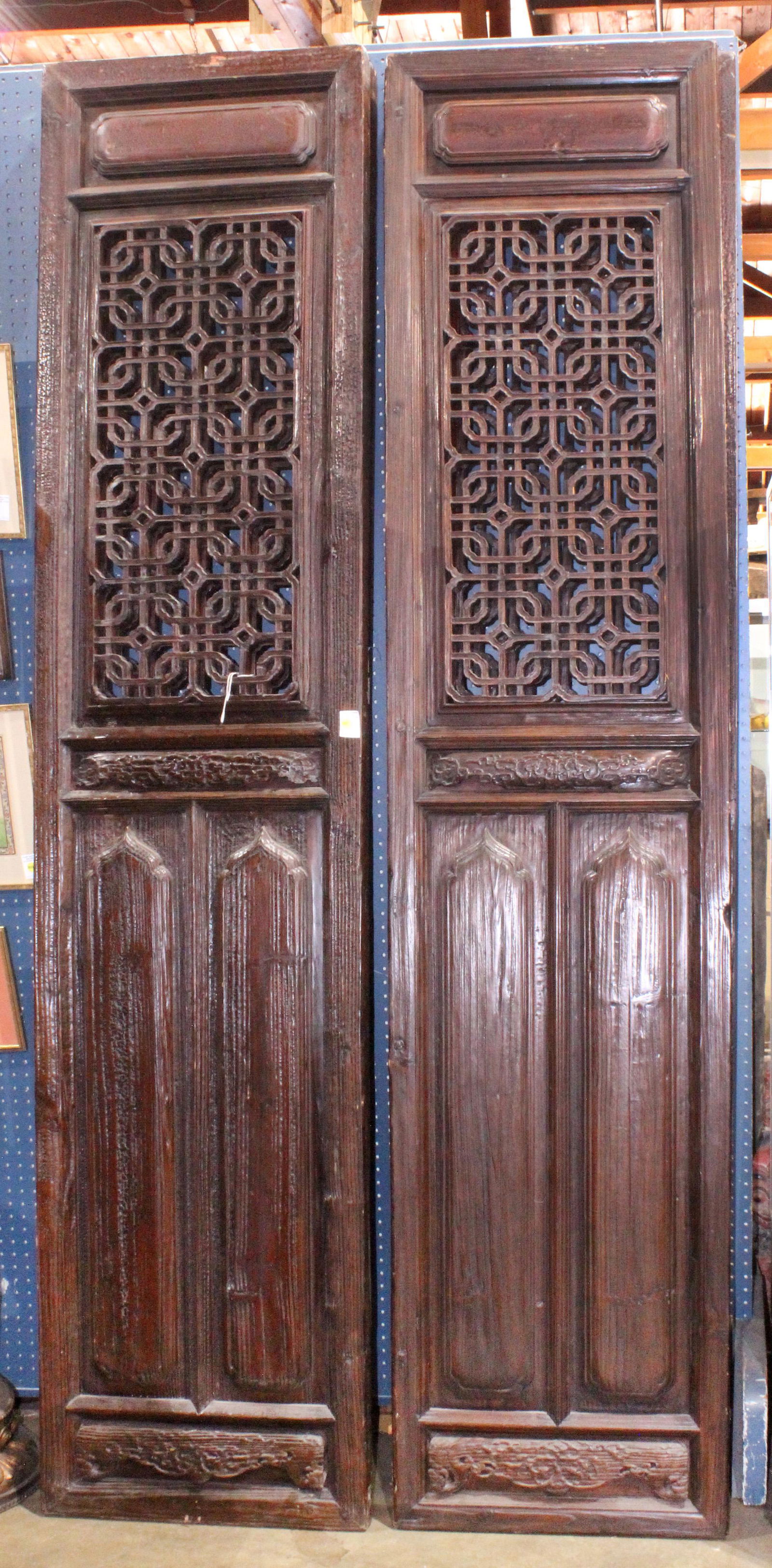 (lot of 4) Chinese carved wood door panels (1 of 1)