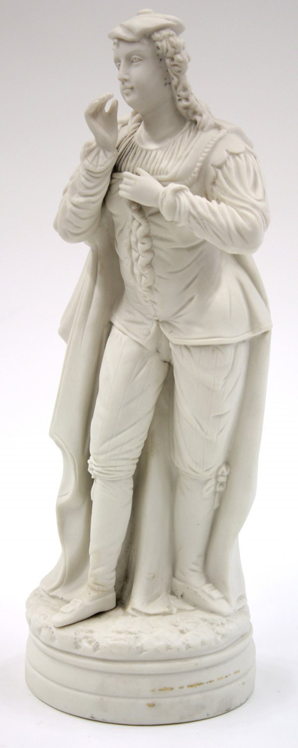 Parian ware scholarly figure: Parian ware scholarly figure, 14.5''h
