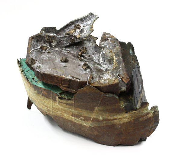 Sculpture, Dennis Leon, Abstract: Sculpture in two parts, Untitled Abstract, by Dennis Leon (Californian, b.1933-1998), unsigned, overall: 10.25''h x 14''w x 11''d
