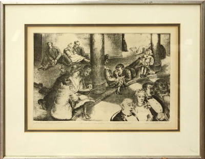 print, M. Citron, Carnegie Hall: Framed photo etching, ''Dress Circle, Carnegie Hall'', by Minna Wright Citron (New York, 1896-1991), signed and dated lower left, titled lower center, numbered lower right, overall: 16''h x 19.625''w