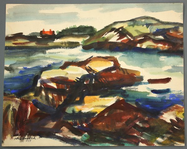 Works on paper, Boris Deutsch, sketches: (lot of 9) Unframed works on paper, by Boris Deutsch (Californian, 1892-1978), largest overall: 18.75''h x 14.75''w