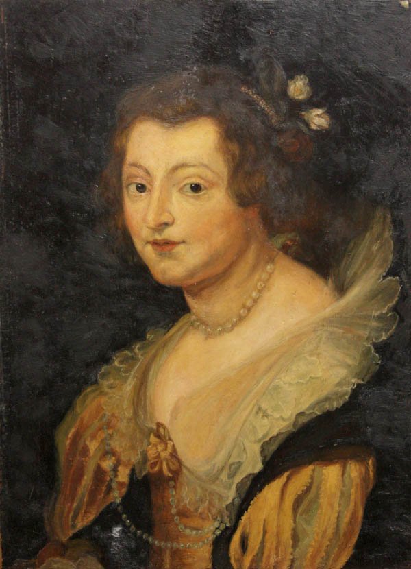 Painting, Portrait of a Lady Wearing Pearls: Unframed oil on board, Portrait of a Lady Wearing Pearls, Continental School (Early 20th Century), unsigned, overall: 24''h x 17.5''w