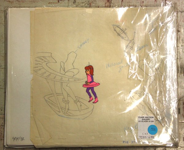 Cels, Hanna Barbera: Grouping of numerous original Hanna Barbera animation cels and drawings including Partridge Family 2200 and Speed Buggy, overall: 11''h x 13''w
