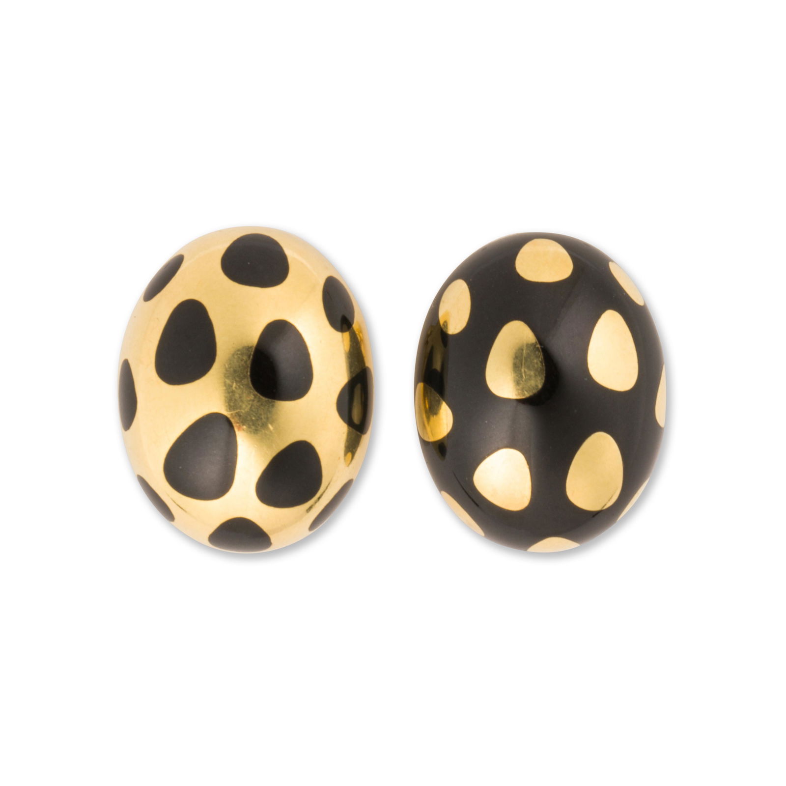 A pair of black jade and eighteen karat gold earrings, (1 of 1)