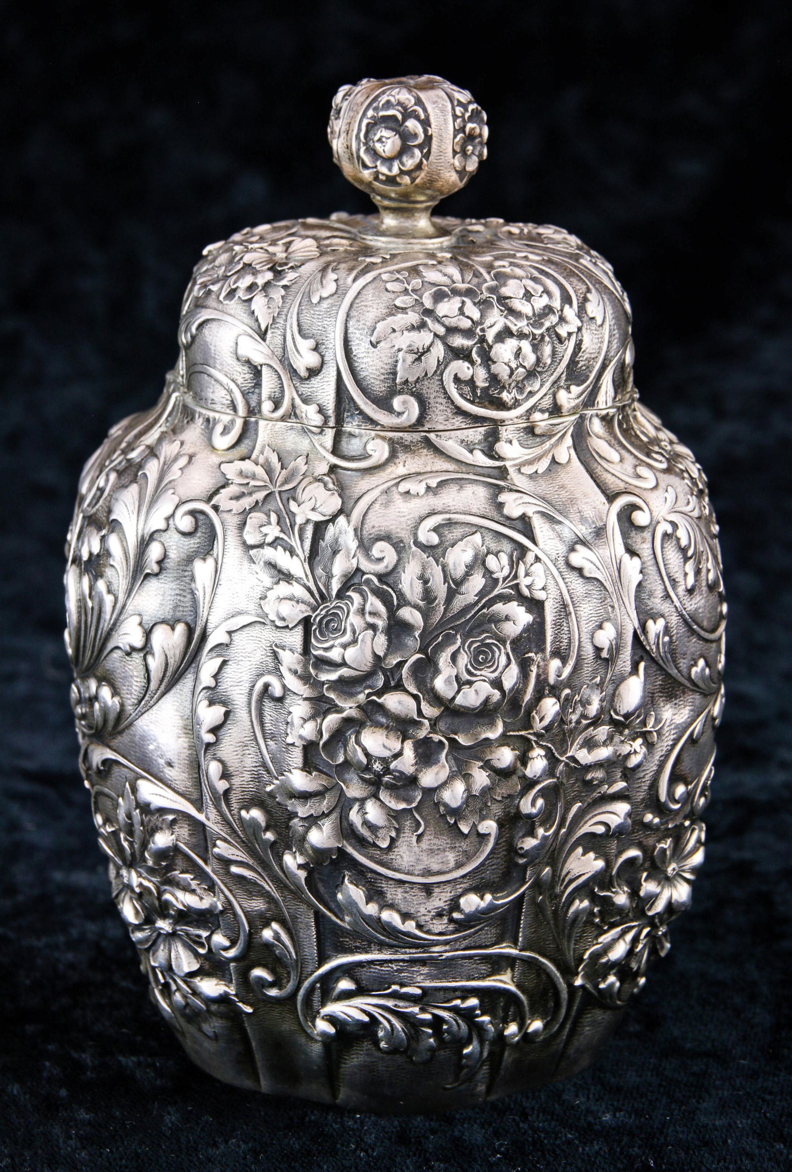 A Gorham Art Nouveau sterling tea caddy (1 of 3)