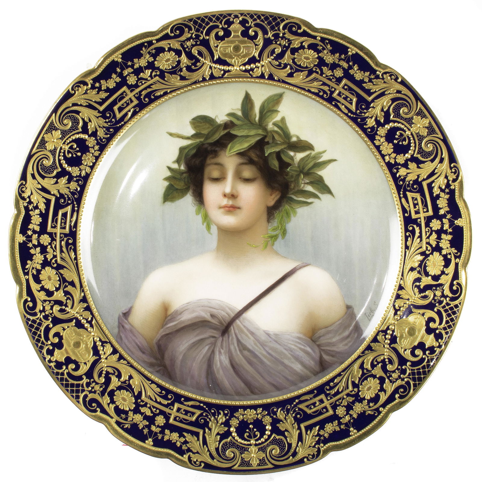 A Dresden Royal Vienna style portrait plate titled (1 of 2)