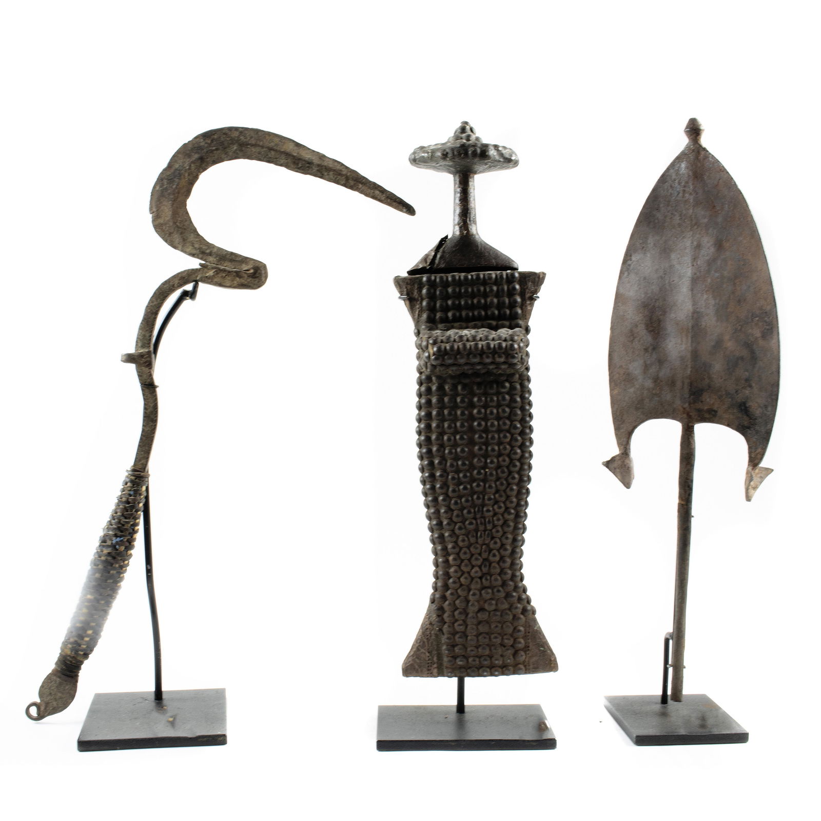 (3) African weapons: a Kuba sword, a Congonese throwing (1 of 1)