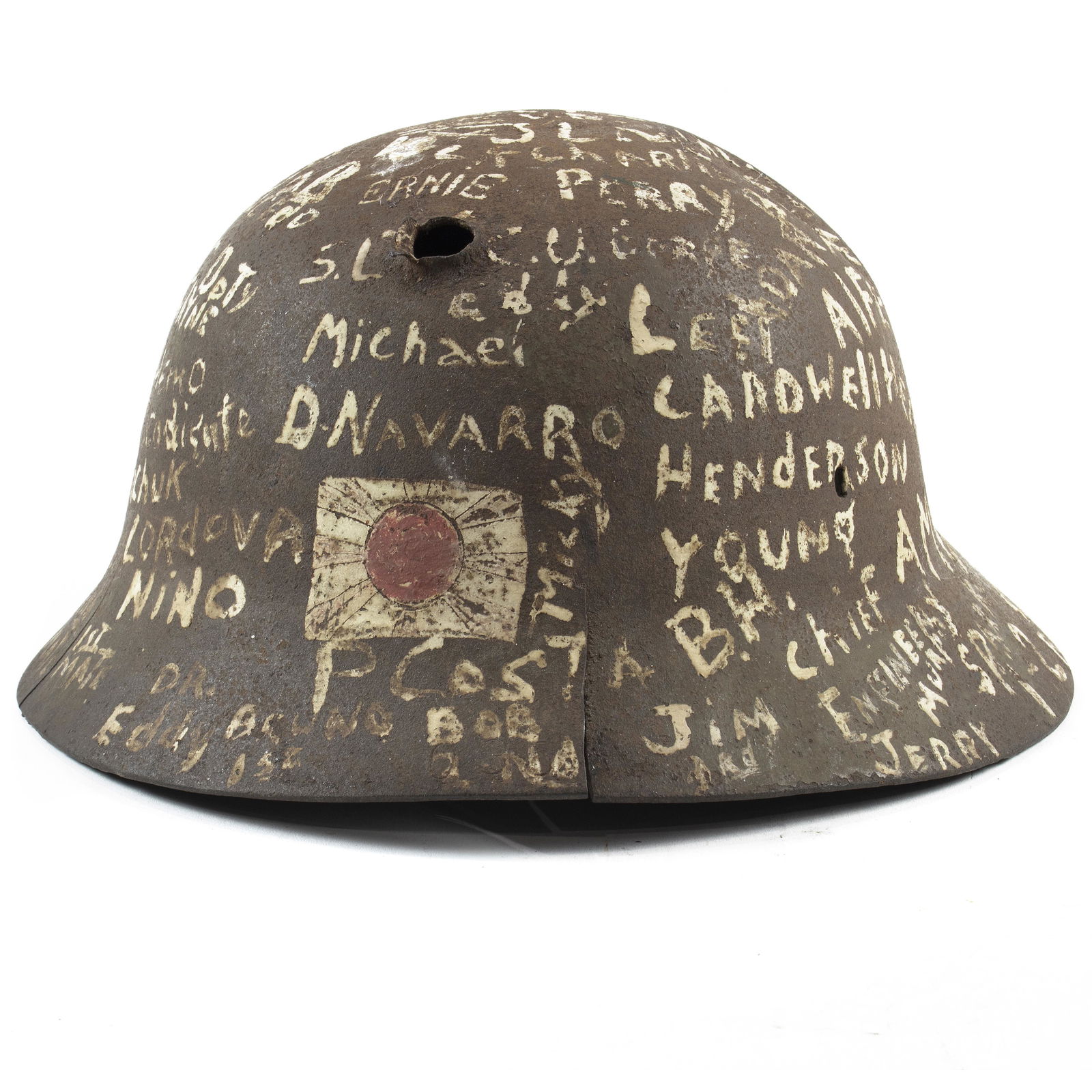A Japanese World War II helmet with US soldiers (1 of 3)