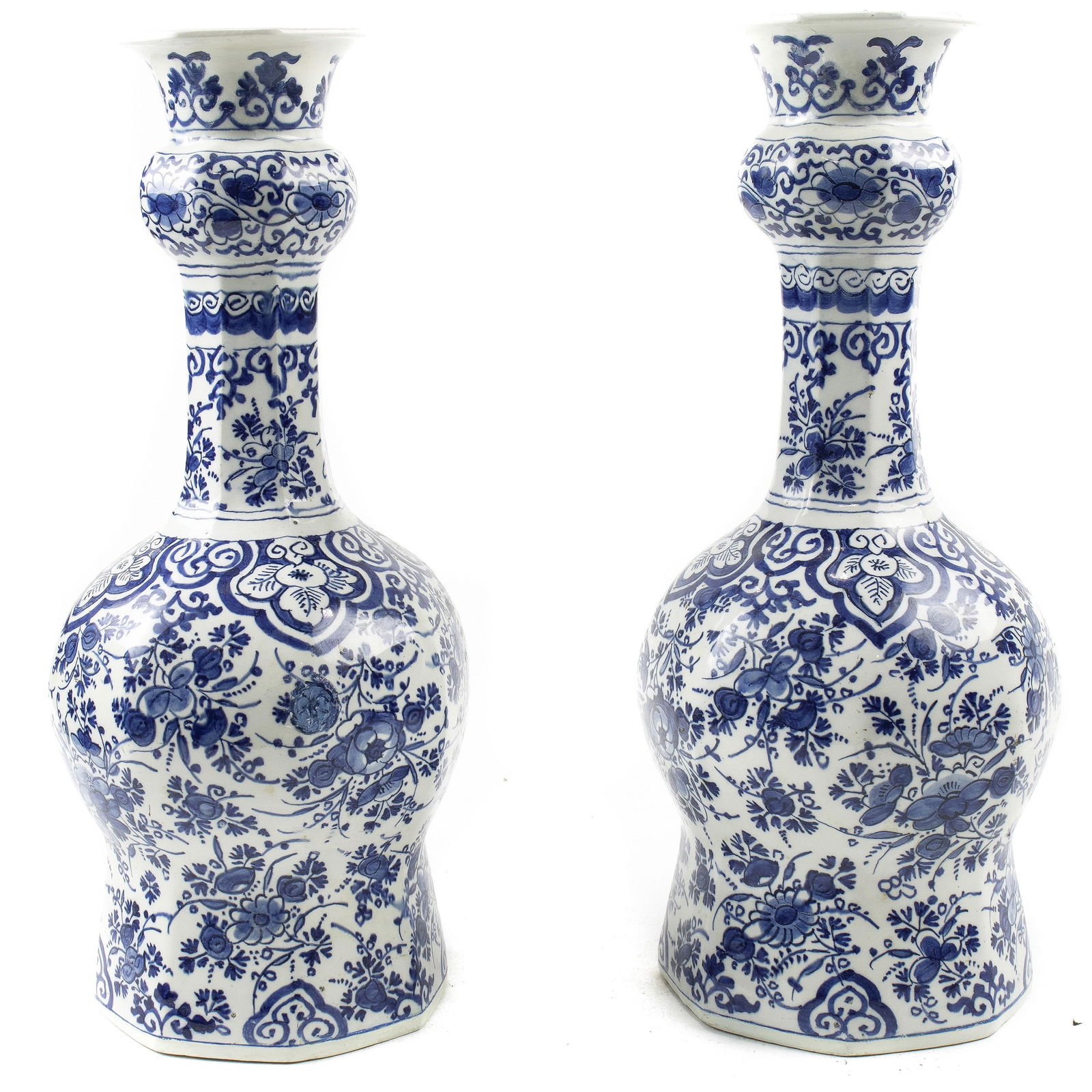 A pair of Dutch Delftware urns (1 of 2)