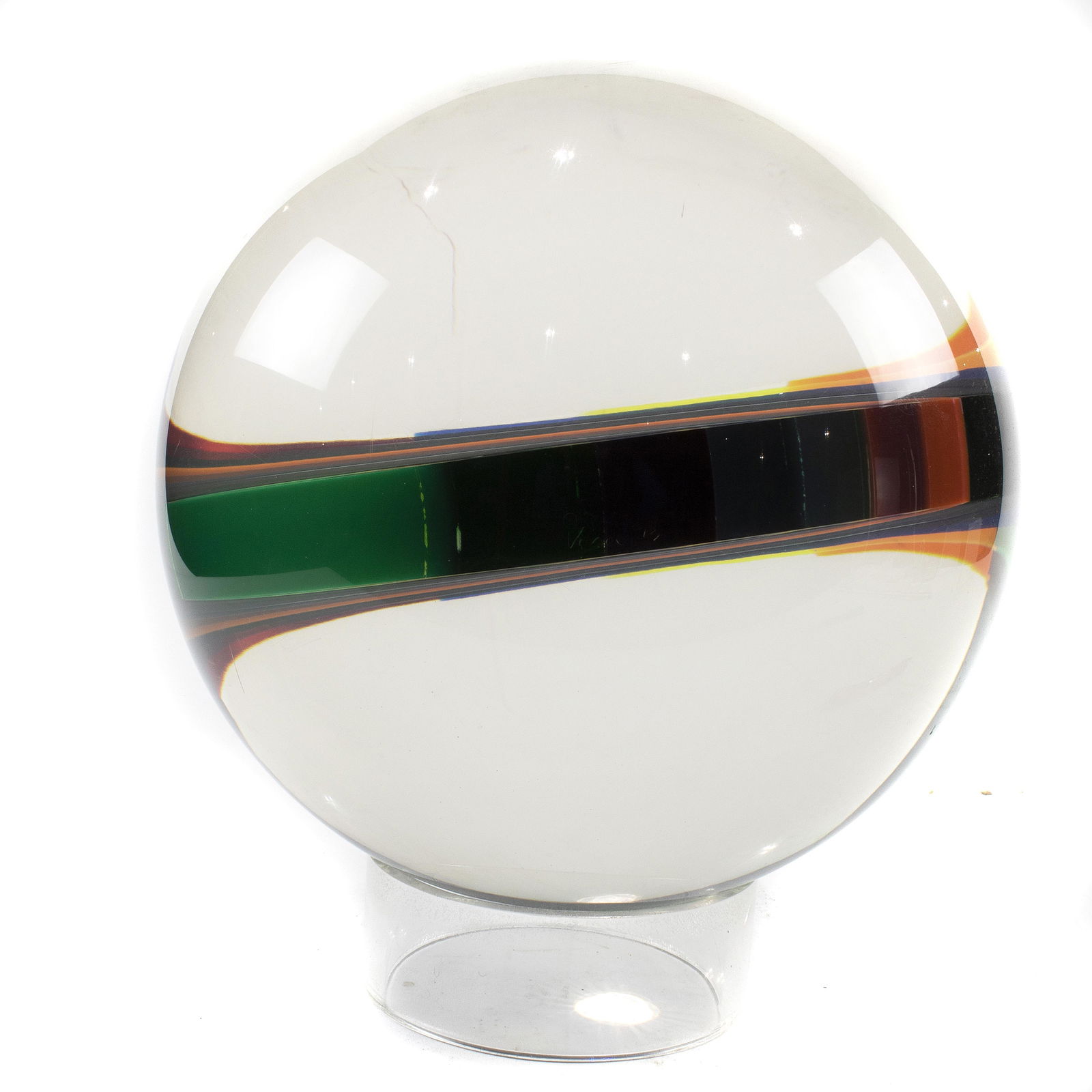 An acrylic rainbow decorated spherical sculpture (1 of 3)
