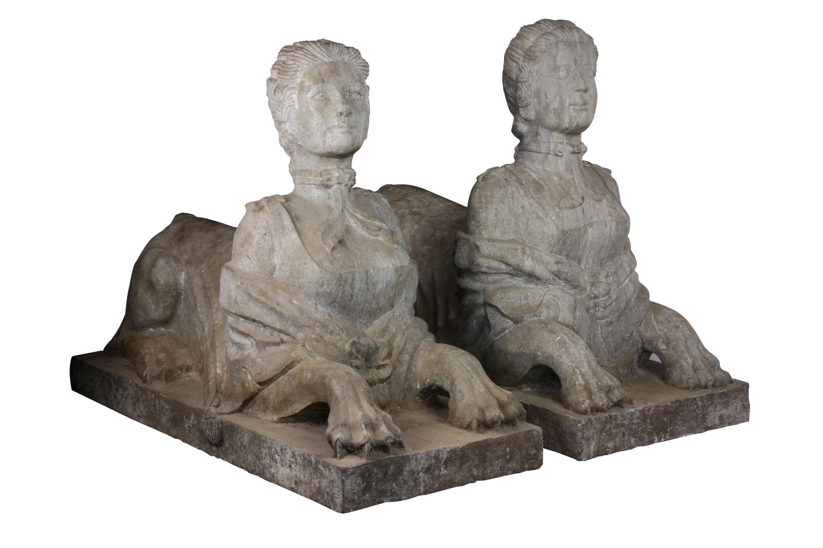A pair of Victorian Egyptian Revival iron sphinxes (1 of 2)