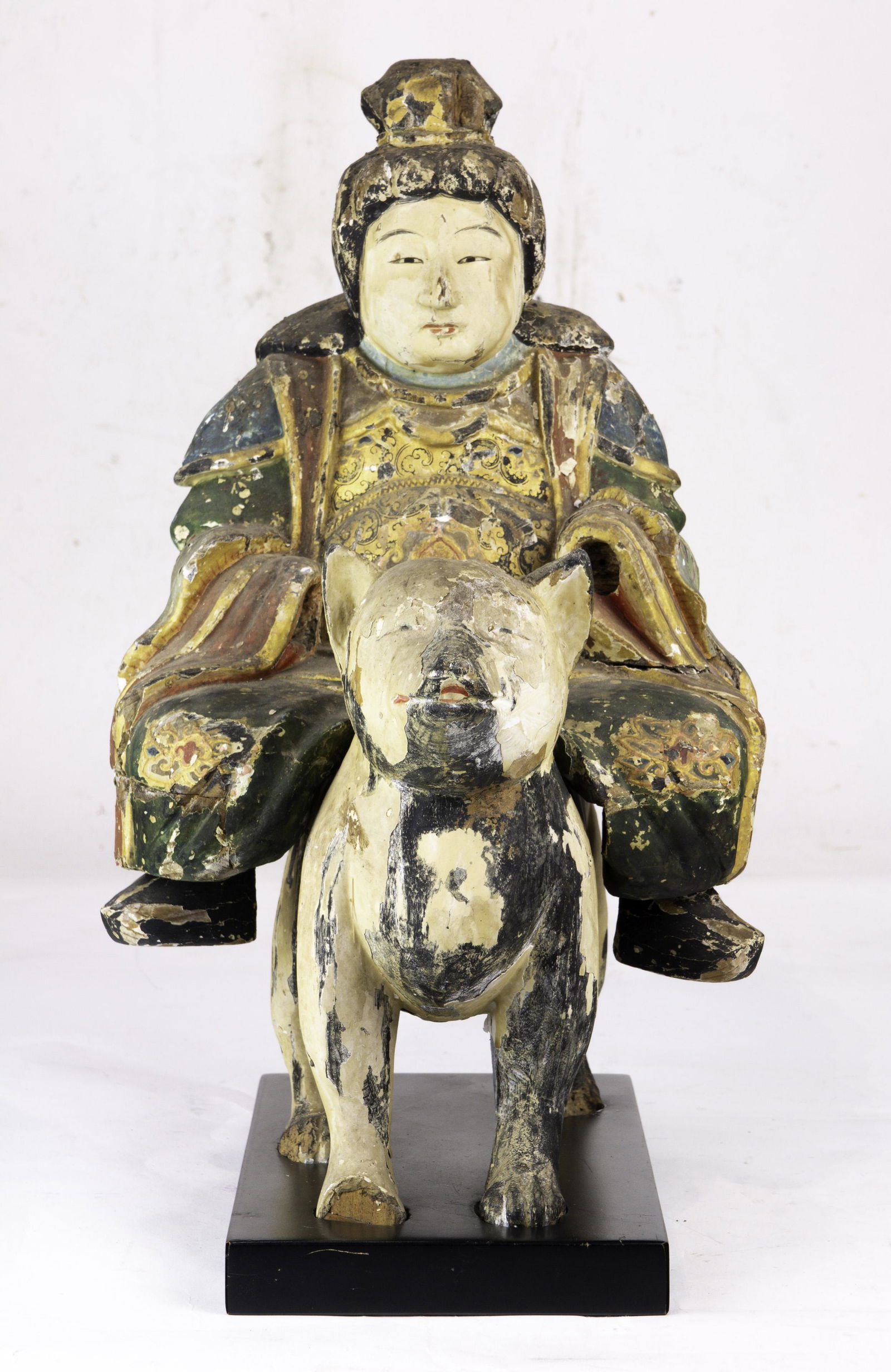 Japanese polychrome lacquered wood carving of Inari (1 of 4)