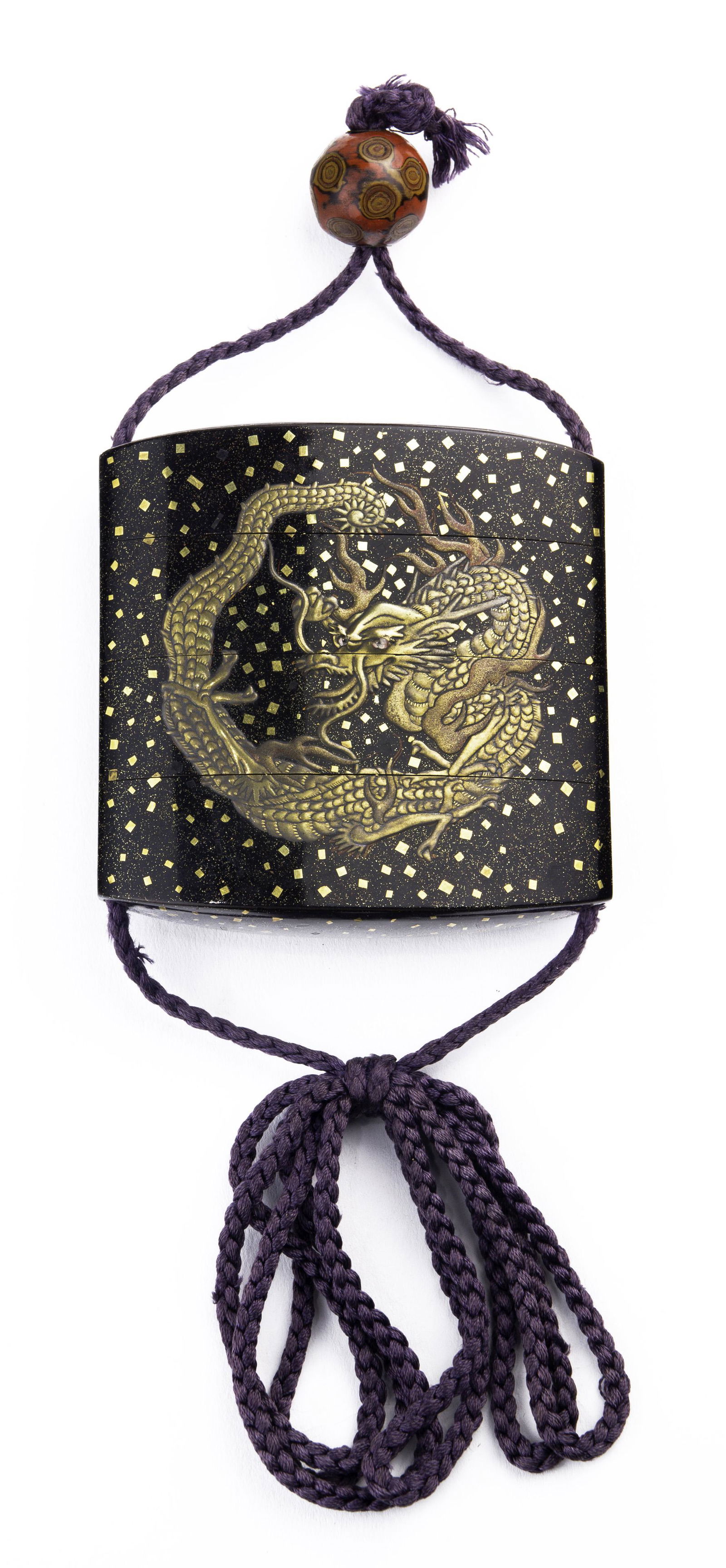 Japanese Koma school black lacquered inro (1 of 2)