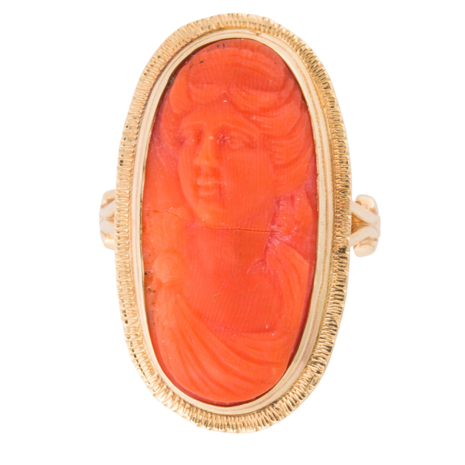 A coral and fourteen karat gold ring (1 of 1)