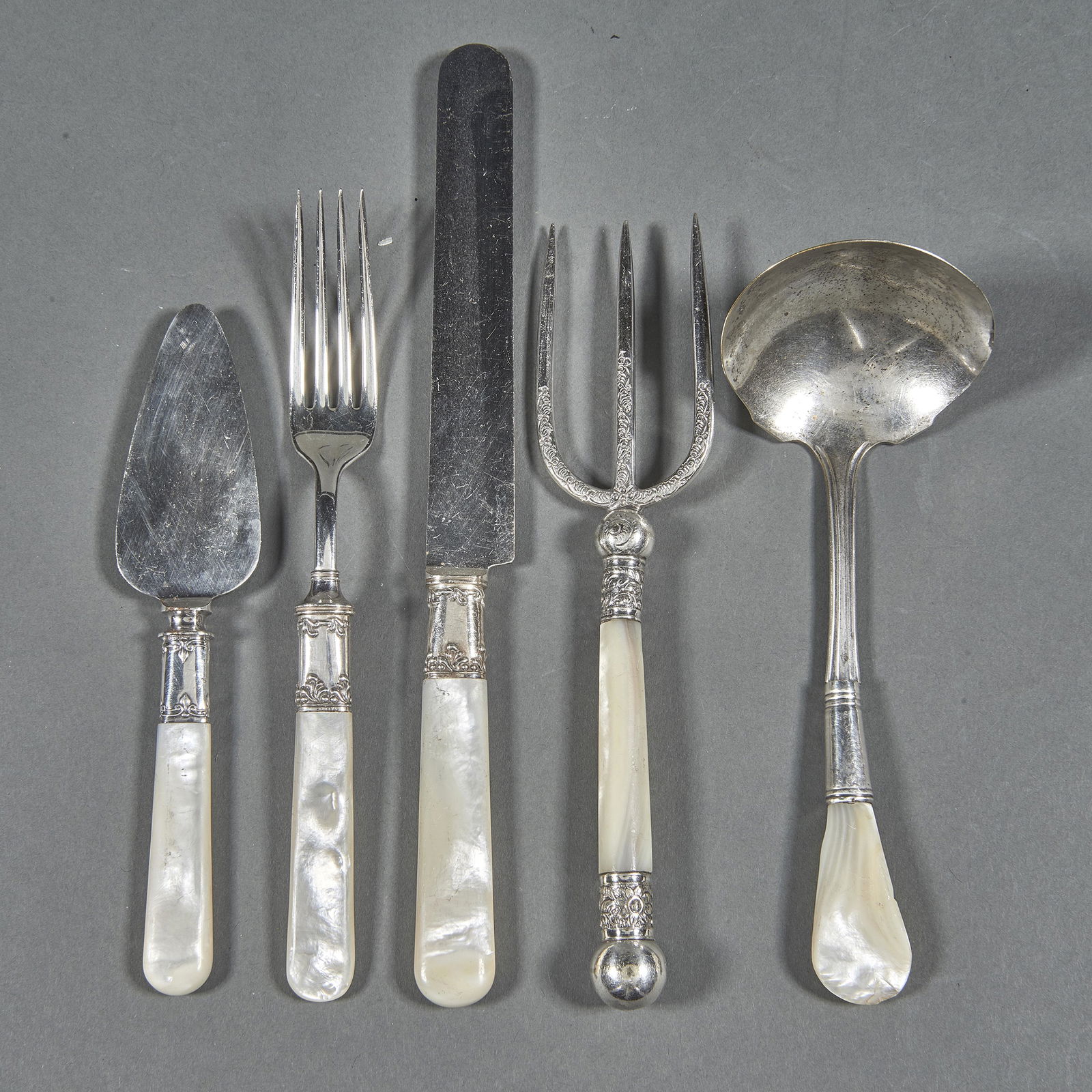 partial fish service w/mother pearl handled (12) forks (1 of 2)