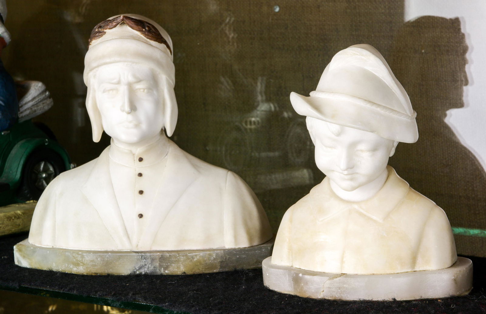 (2) Italian variegated alabaster and marble busts: man (1 of 1)