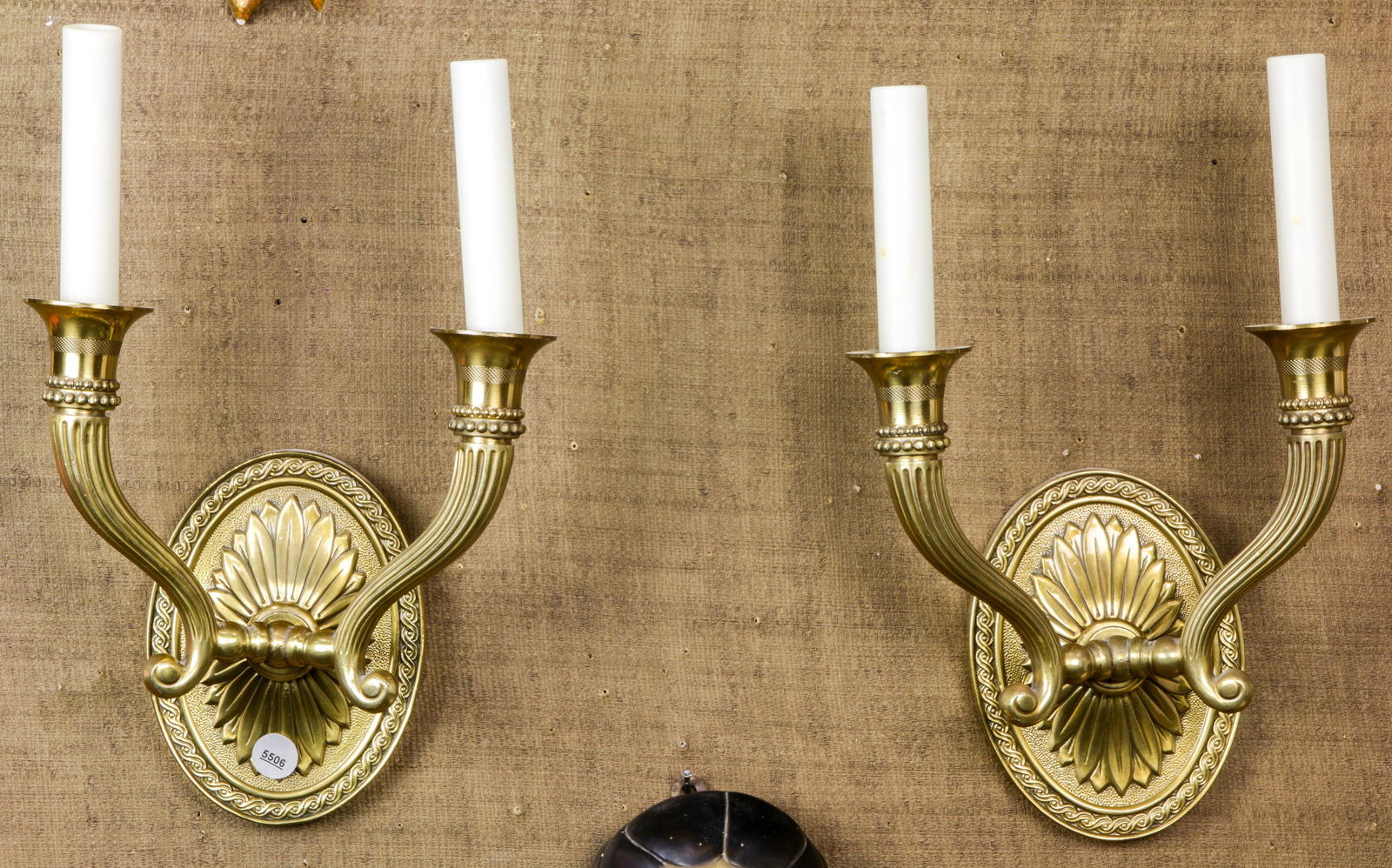 a pair of gilt brass two light wall sconces (1 of 1)
