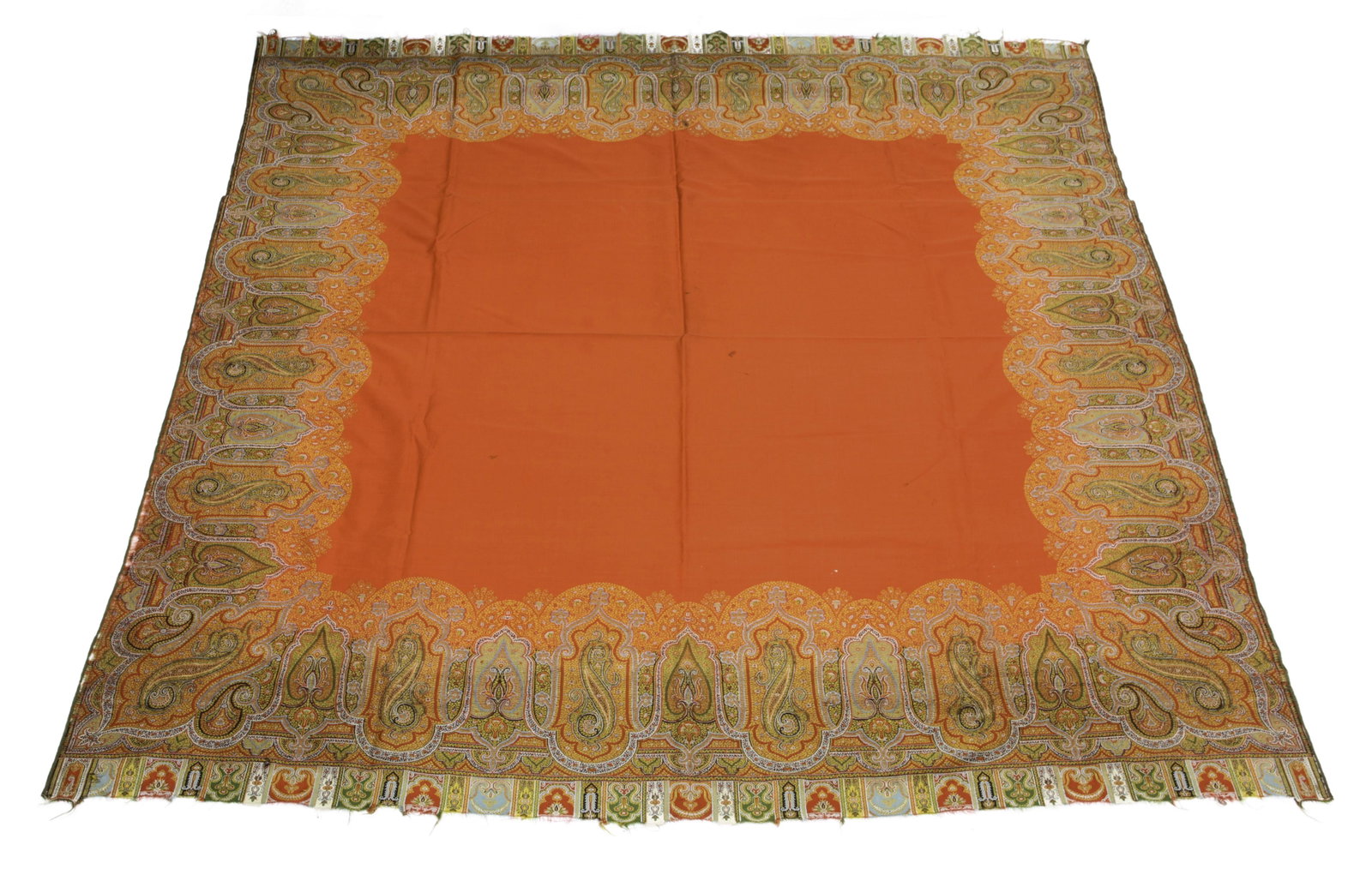 Scottish paisley piano shawl, red ground, 4'3" x 5'6": Scottish paisley piano shawl, red ground, 4'3" x 5'6"