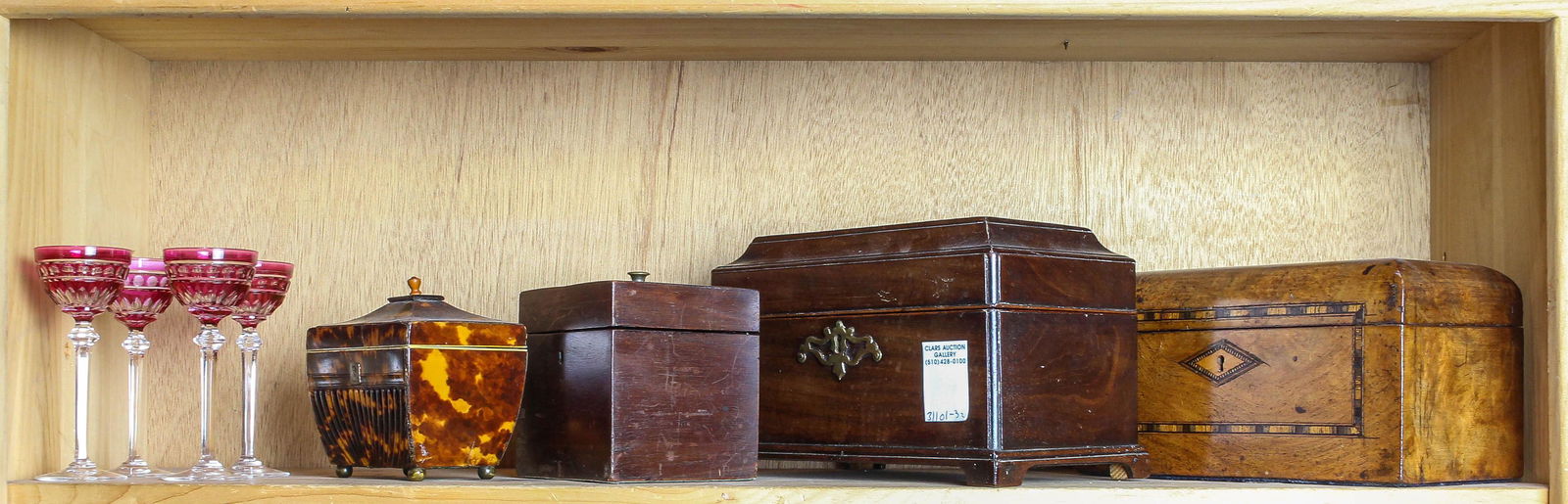 (lot of 8) Four European tea caddies and 4 cranberry (1 of 1)