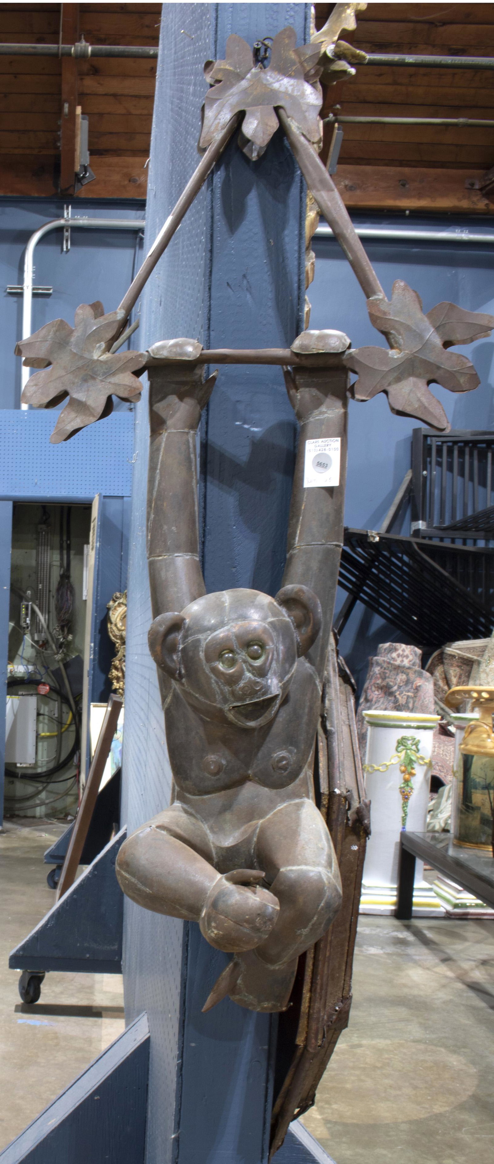 A Mexican Folk Art monkey form sculpture: A Mexican Folk Art monkey form sculpture, 36"h x 18"w