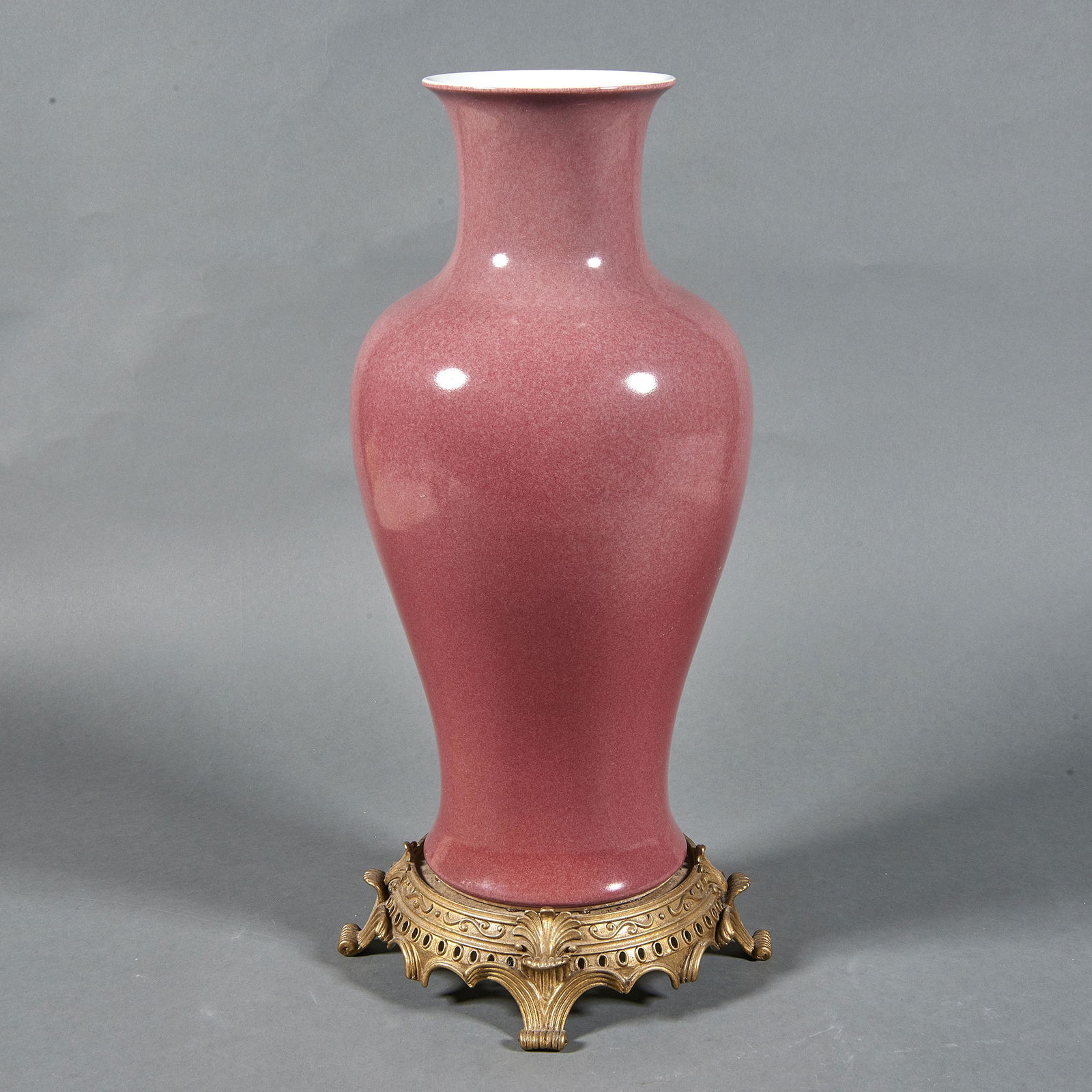 Chinese peach bloom glazed baluster vase (1 of 2)