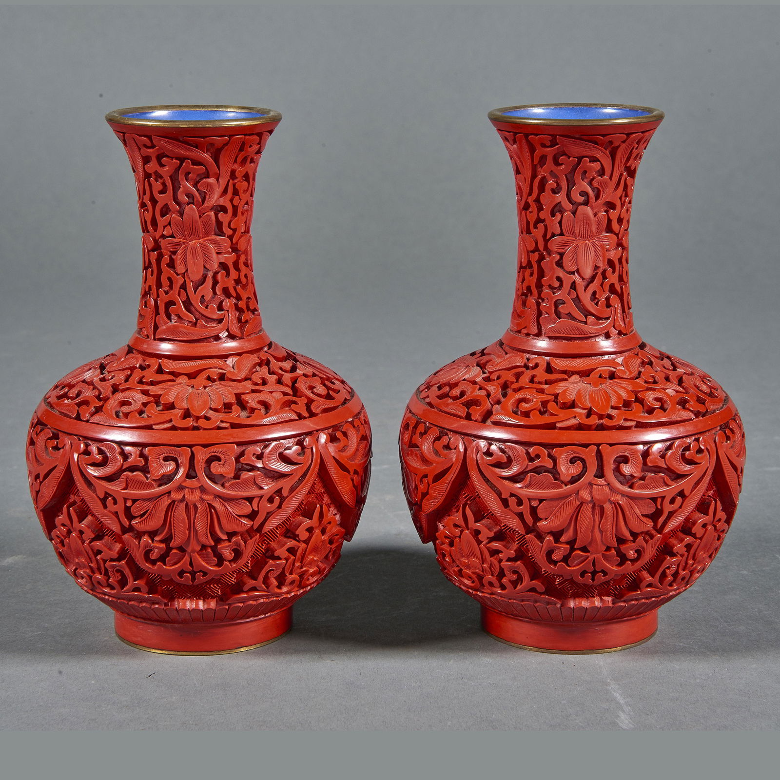 Pair of Chinese cinnabar lacquer vases (1 of 1)