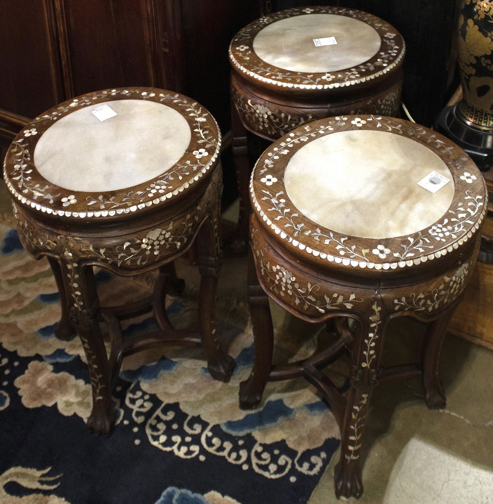 (lot of 3) Chinese hardwood mother of pearl inlay (1 of 1)