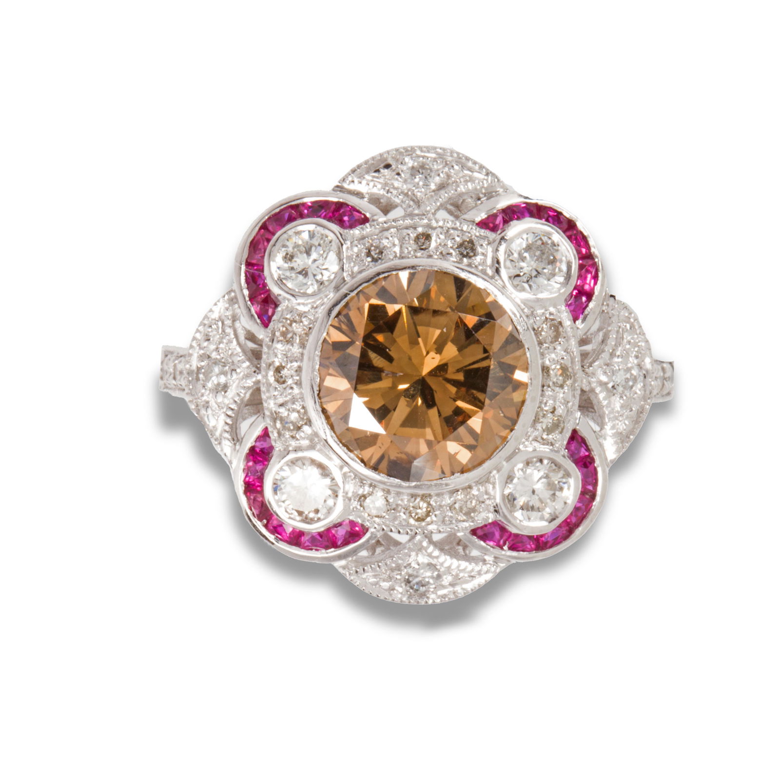 A fancy dark brown diamond and platinum ring (1 of 3)
