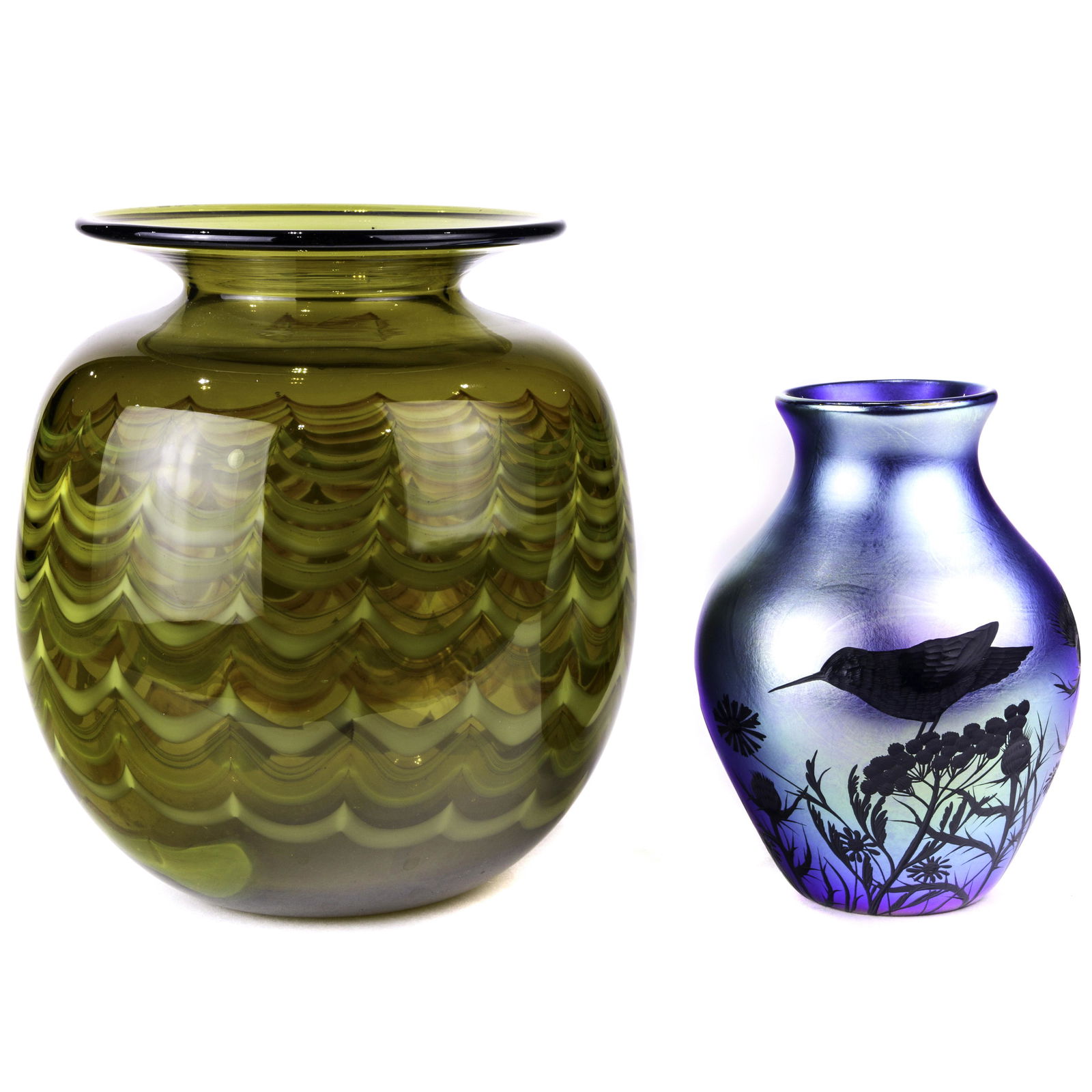 (lot of 2) An art glass vase group (1 of 8)