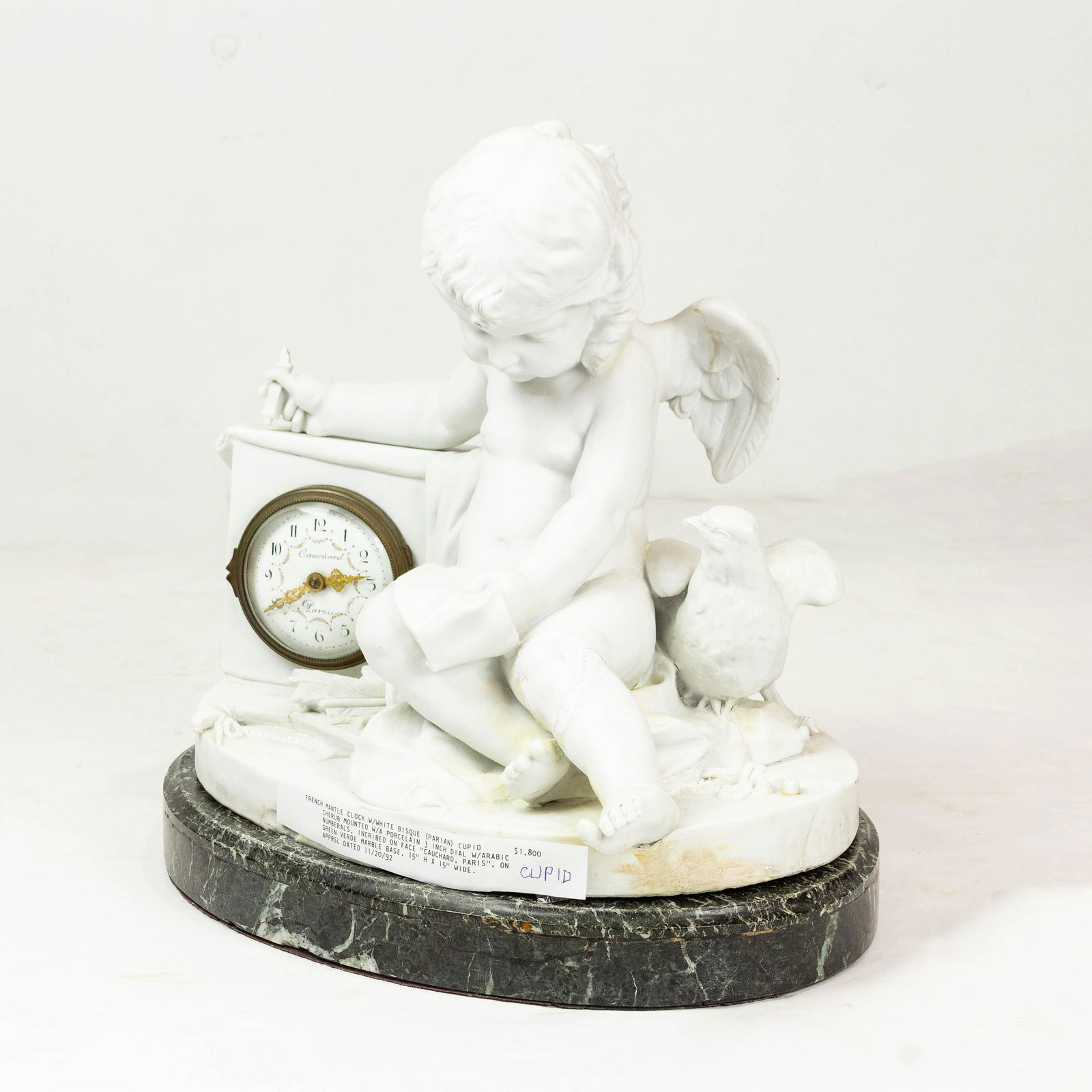A French bisque and marble mantle clock circa 1920 (1 of 5)